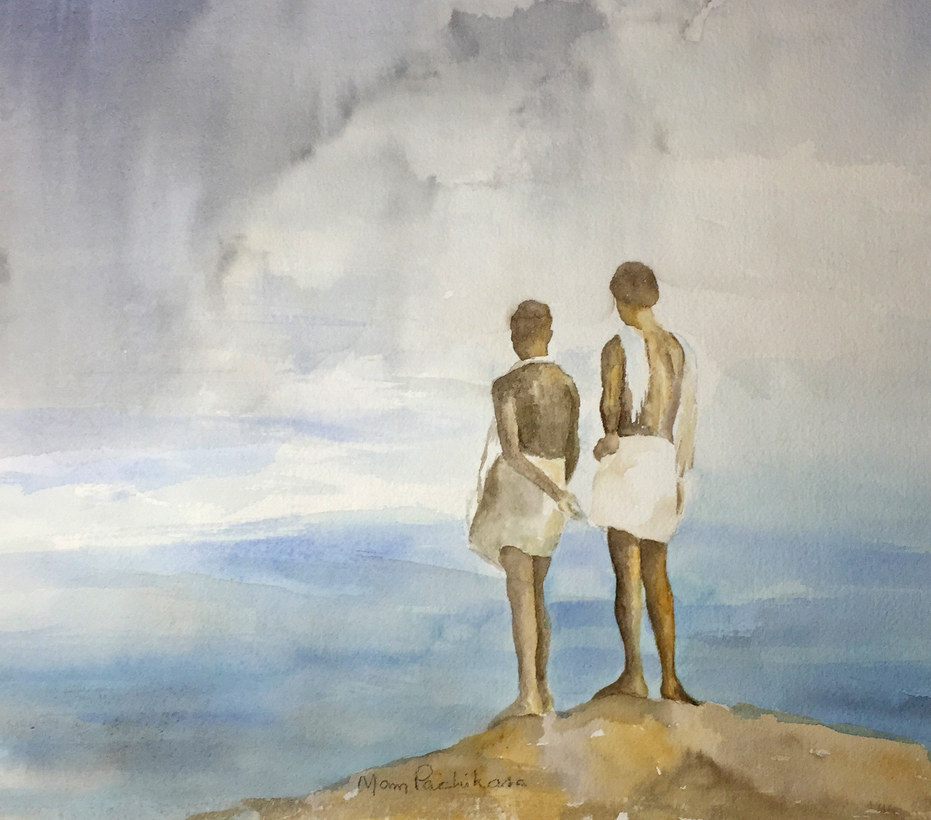 A watercolor figure painting